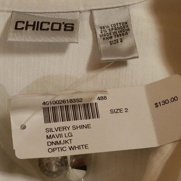 Chico's Blazer Silvery Shine Size 2 - Picture 3 of 3